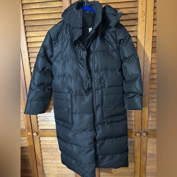 All Saints Long Black Allana Puffer Jacket - Picture 4 of 6